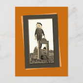 ハロウィーンかかしセピアテンプレート写真Pos ポストカード (正面)