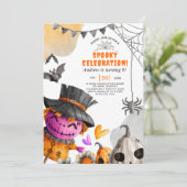 ハロウィーンかかし子供の誕生日招待状 招待状 (スタンド正面)