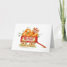 ハロウィーンかぼちゃのワゴングリーティングカード