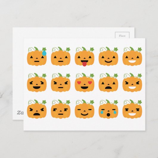ハロウィーンかぼちゃ絵文字 ポストカード (正面/裏面)