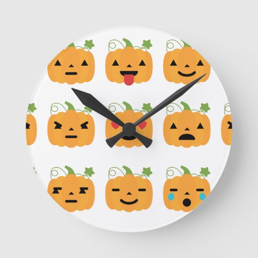 ハロウィーンかぼちゃ絵文字 ラウンド壁時計 (正面)