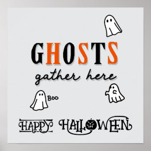 ハロウィーンかわいいおもしろいお洒落幽霊 ポスター