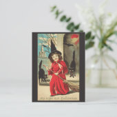 ハロウィーンかわいいおもしろいヴィンテージ魔女 ポストカード (スタンド正面)