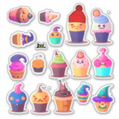ハロウィーンかわいいカップケーキのステッカーシート シール (正面)