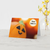 ハロウィーンかわいいカボチャのカップケーキ甘いお菓子 カード (黄色い花)