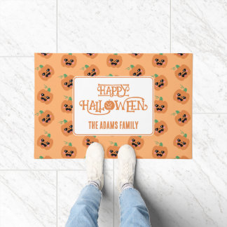 ハロウィーンかわいいカボチャ模様 ドアマット