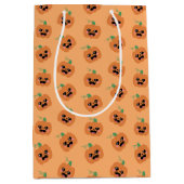 ハロウィーンかわいいカボチャ模様 ミディアムペーパーバッグ (正面)