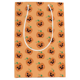 ハロウィーンかわいいカボチャ模様 ミディアムペーパーバッグ