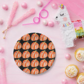 ハロウィーンかわいいカボチャ黒とオレンジ ペーパープレート (パーティー)