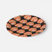 ハロウィーンかわいいカボチャ黒とオレンジ ペーパープレート (アングル)