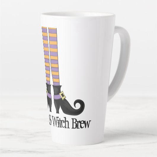 ハロウィーンかわいいカラフル魔女ユニーク靴 カフェラテマグ (右アングル)