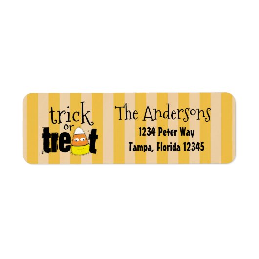 ハロウィーンかわいいキャンディーコーンお洒落笑顔 ラベル (正面)