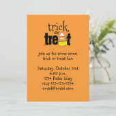 ハロウィーンかわいいキャンディーコーンのトリックまたはおもしろい治療 招待状 (スタンド正面)