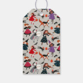 ハロウィーンかわいいグレーと紫のトリック&トリート ギフトタグ (裏面)