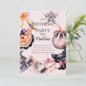 ハロウィーンかわいいコケット誕生日パーティーの招待状 招待状 (スタンド正面)