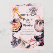 ハロウィーンかわいいコケット誕生日パーティーの招待状 招待状 (正面/裏面)