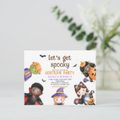 ハロウィーンかわいいコスチューム誕生日パーティーキッズ インビテーションポストカード (スタンド正面)