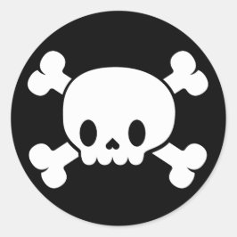 ハロウィーンかわいいスカルとクロスボーンズのステッカー ラウンドシール