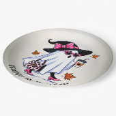 ハロウィーンかわいいスタイリッシュ魔女幽霊コーヒーカップ ペーパープレート (アングル)