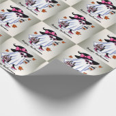 ハロウィーンかわいいスタイリッシュ魔女幽霊コーヒーカップ ラッピングペーパー (角)