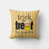 ハロウィーンかわいいトリックまたはおもしろいキャンディーコーン クッション (正面)