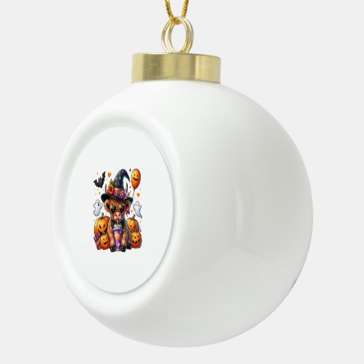 ハロウィーンかわいいハイランドカウズ セラミックボールオーナメント (右)