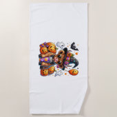 ハロウィーンかわいいハイランドカウズ ビーチタオル (正面)