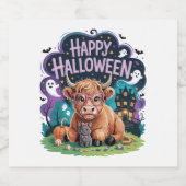 ハロウィーンかわいいハイランドカウズ(2) スパークリングワインラベル (シングルラベル)