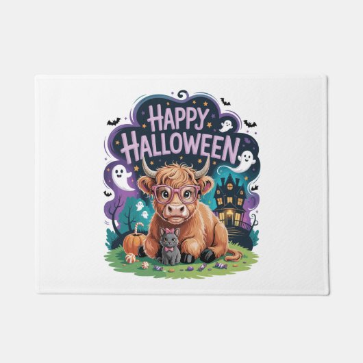 ハロウィーンかわいいハイランドカウズ(2) ドアマット (正面)