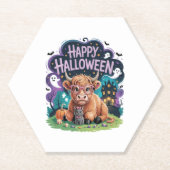 ハロウィーンかわいいハイランドカウズ(2) ペーパーコースター (正面)