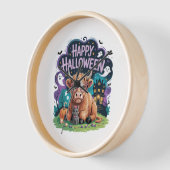 ハロウィーンかわいいハイランドカウズ(2) 壁時計 (傾斜)