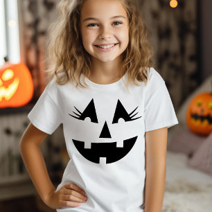 ハロウィーンかわいいハッピージャックOランタンガーリー顔 Tシャツ
