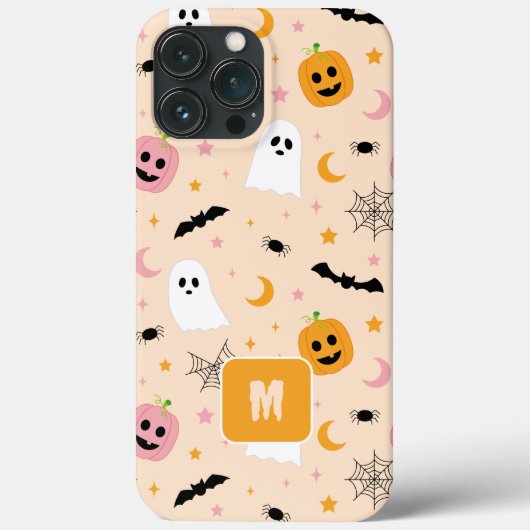 ハロウィーンかわいいパターンこうもり幽霊スパイダームーンおもしろい Case-Mate iPhoneケース (裏面)