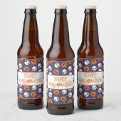 ハロウィーンかわいいパターン ビールラベル (ボトル)