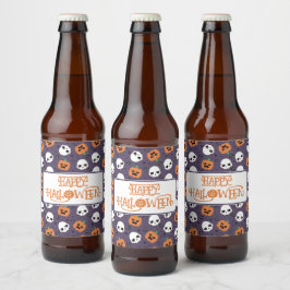 ハロウィーンかわいいパターン ビールラベル