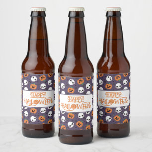 ハロウィーンかわいいパターン ビールラベル