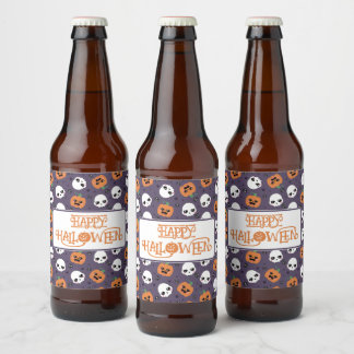 ハロウィーンかわいいパターン ビールラベル