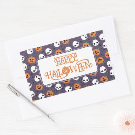 ハロウィーンかわいいパターン 長方形シール