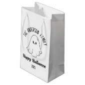 ハロウィーンかわいいパーソナライズされた幽霊の年 スモールペーパーバッグ (裏面アングル)