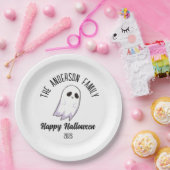 ハロウィーンかわいいパーソナライズされた幽霊の年 ペーパープレート (パーティー)
