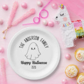 ハロウィーンかわいいパーソナライズされた幽霊の年 ペーパープレート (パーティー)