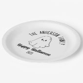 ハロウィーンかわいいパーソナライズされた幽霊の年 ペーパープレート (アングル)