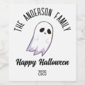 ハロウィーンかわいいパーソナライズされた幽霊の年 ワインラベル (シングルラベル)