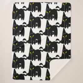 ハロウィーンかわいいブラック幽霊とウィッチハット シェルパブランケット
