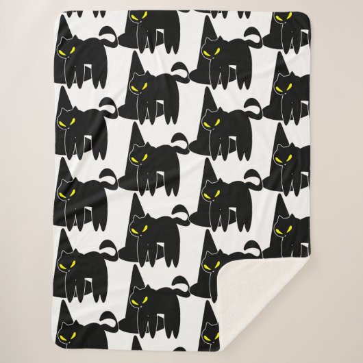 ハロウィーンかわいいブラック幽霊とウィッチハット シェルパブランケット (正面)