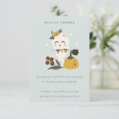 ハロウィーンかわいいブルー幽霊ブディスプレイベビーシャワー エンクロージャーカード (スタンド正面)