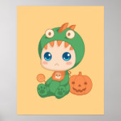 ハロウィーンかわいいベビードラゴン恐竜の衣装 ポスター (正面)