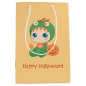 ハロウィーンかわいいベビードラゴン恐竜の衣装 ミディアムペーパーバッグ (正面)