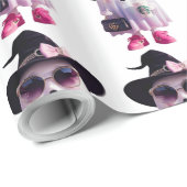 ハロウィーンかわいいレディ幽霊とコーヒー ラッピングペーパー (ロールコーナー)