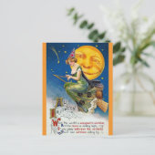 ハロウィーンかわいいヴィンテージ魔女ビクトリアン詩 ポストカード (スタンド正面)